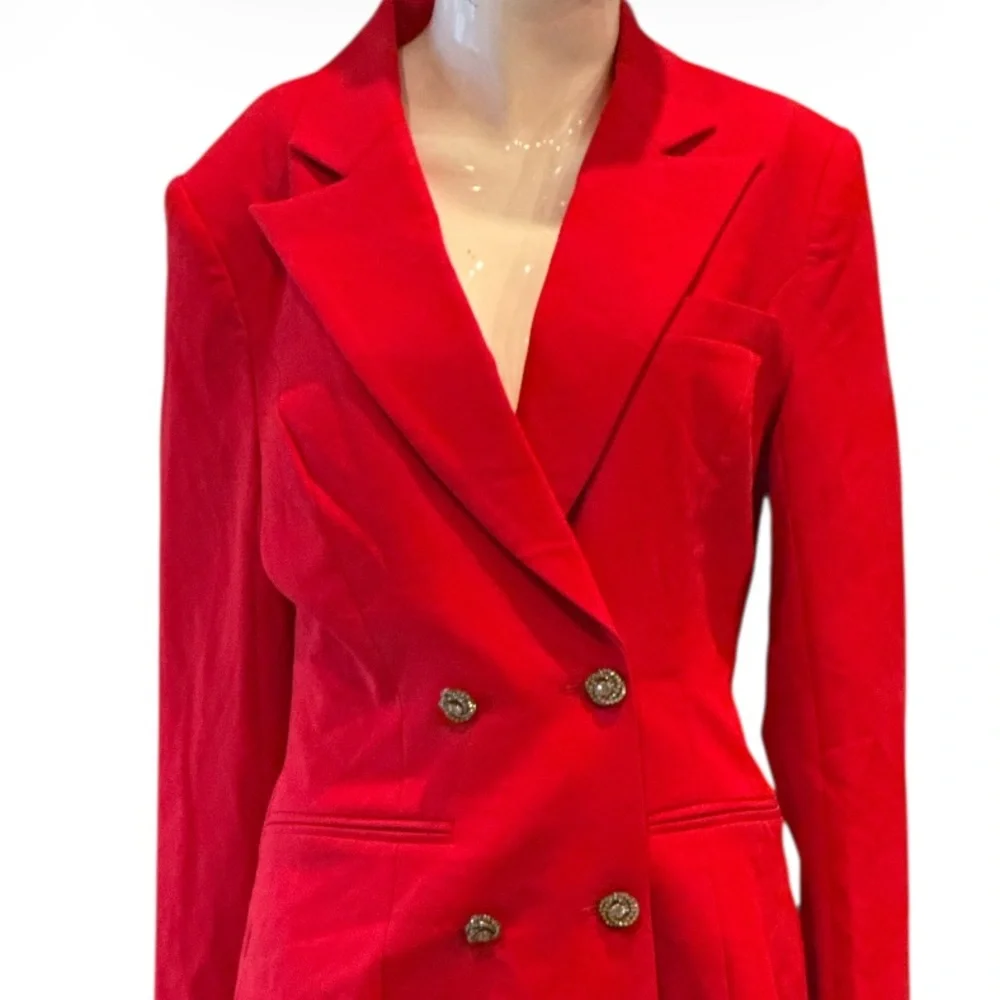 Miss Circle Quilla Red Backless Feather Crystal Sleeve Blazer Dress Size NWT - Picture 7 of 15